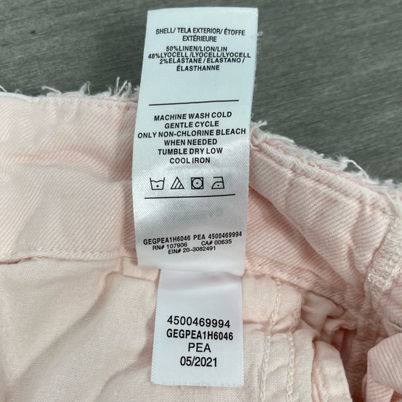 Hudson Jeans High Waisted Paperbag Shorts with Tie Belt Pea Linen Blend Pink 26 - Picture 9 of 14